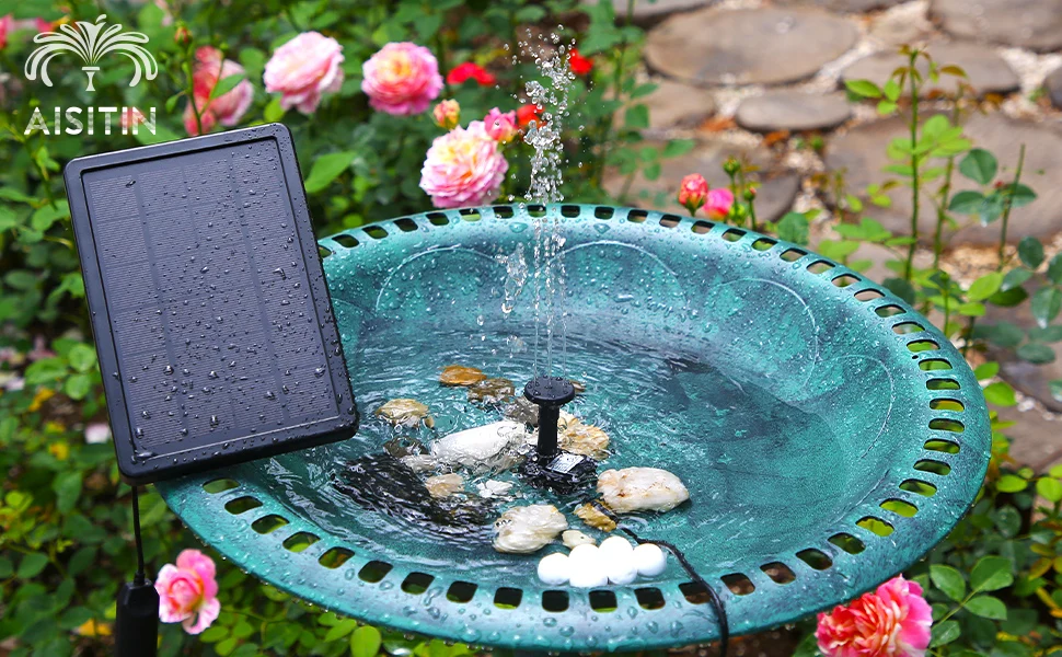 AISITIN Solar Birdbath Fountain